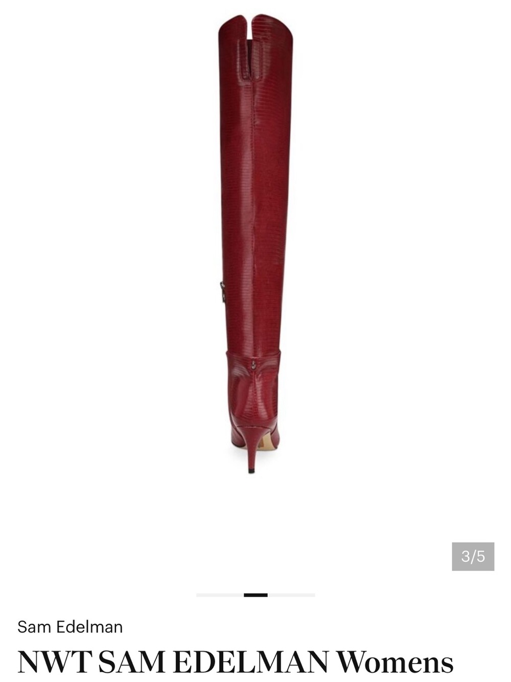 Sam Edelman Over-the-Knee Pointed-Toe Boot in Burgundy Red - Picture 3 of 8